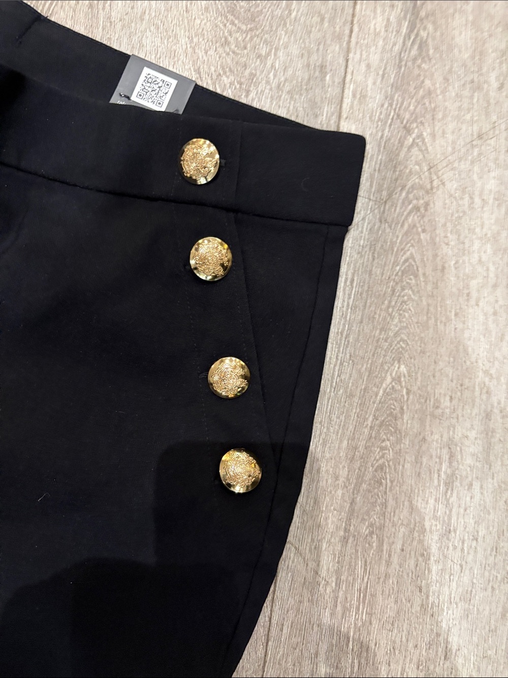 Ella Black Ankle-Length High-Waist Pants with Gold Buttons - Picture 8 of 8